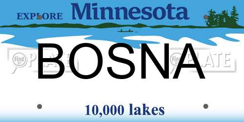 BOSNA Minnesota License Plate