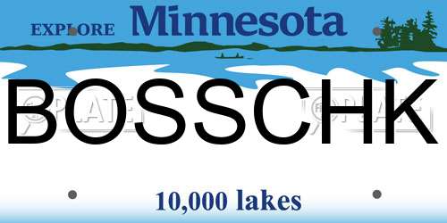 BOSSCHK Minnesota License Plate
