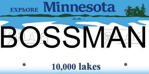 BOSSMAN Minnesota License Plate