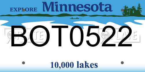BOT0522 Minnesota License Plate