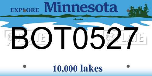 BOT0527 Minnesota License Plate