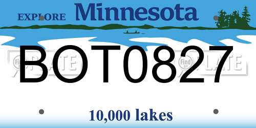 BOT0827 Minnesota License Plate