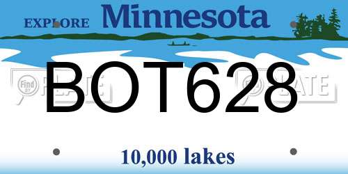 BOT628 Minnesota License Plate