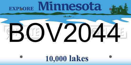 BOV2044 Minnesota License Plate