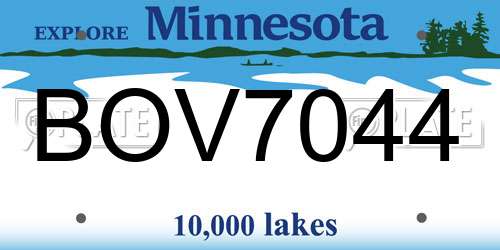 BOV7044 Minnesota License Plate
