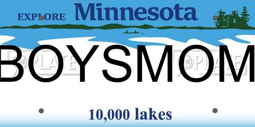 BOYSMOM Minnesota License Plate