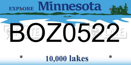 BOZ0522 Minnesota License Plate