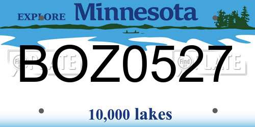 BOZ0527 Minnesota License Plate