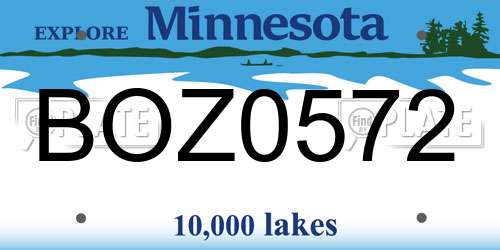 BOZ0572 Minnesota License Plate