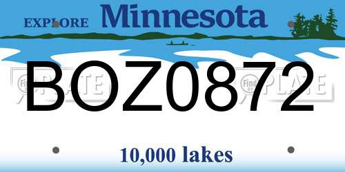 BOZ0872 Minnesota License Plate