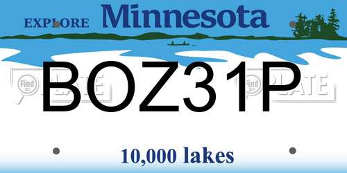 BOZ31P Minnesota License Plate
