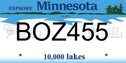 BOZ455 Minnesota License Plate