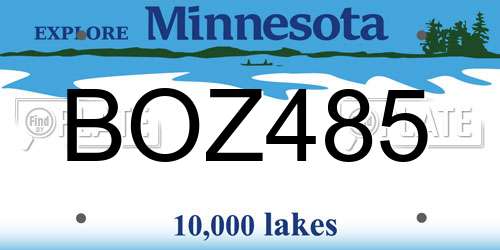 BOZ485 Minnesota License Plate
