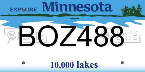 BOZ488 Minnesota License Plate