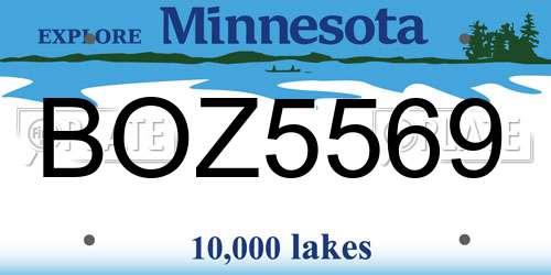 BOZ5569 Minnesota License Plate