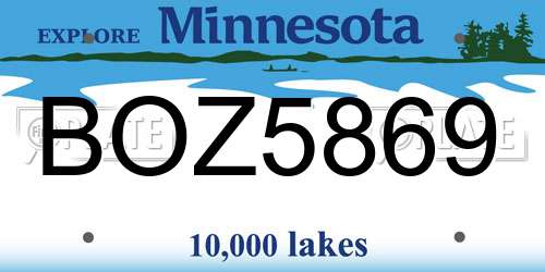 BOZ5869 Minnesota License Plate