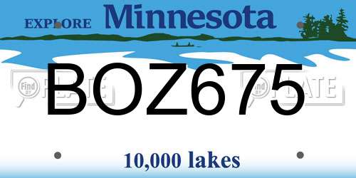 BOZ675 Minnesota License Plate