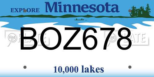 BOZ678 Minnesota License Plate