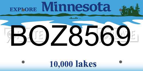 BOZ8569 Minnesota License Plate