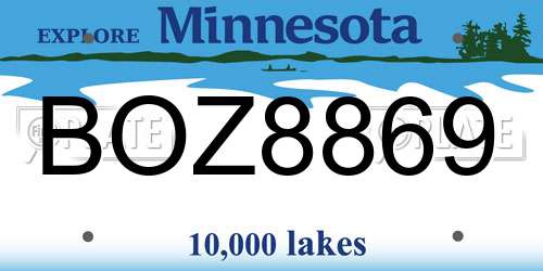 BOZ8869 Minnesota License Plate