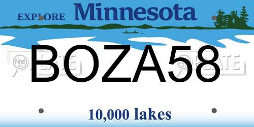 BOZA58 Minnesota License Plate