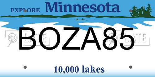 BOZA85 Minnesota License Plate