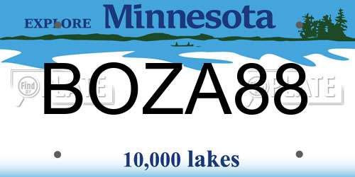 BOZA88 Minnesota License Plate