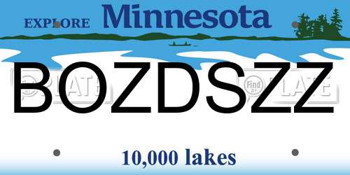 BOZDSZZ Minnesota License Plate