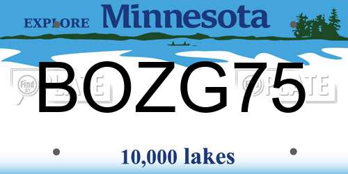 BOZG75 Minnesota License Plate
