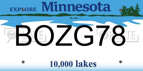 BOZG78 Minnesota License Plate