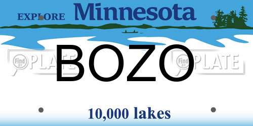 BOZO Minnesota License Plate