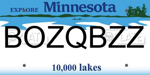 BOZQBZZ Minnesota License Plate
