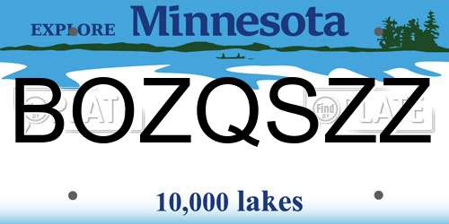 BOZQSZZ Minnesota License Plate