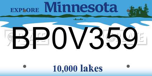 BP0V359 Minnesota License Plate