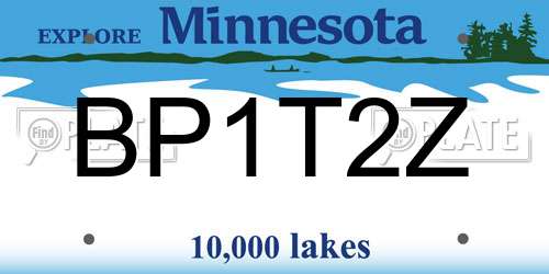 BP1T2Z Minnesota License Plate