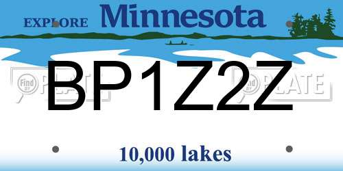 BP1Z2Z Minnesota License Plate