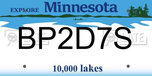 BP2D7S Minnesota License Plate