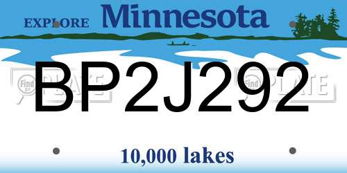 BP2J292 Minnesota License Plate