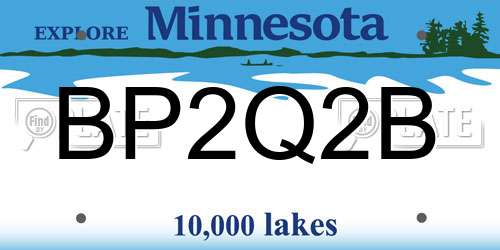BP2Q2B Minnesota License Plate