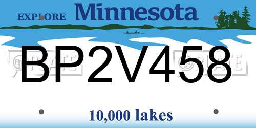 BP2V458 Minnesota License Plate