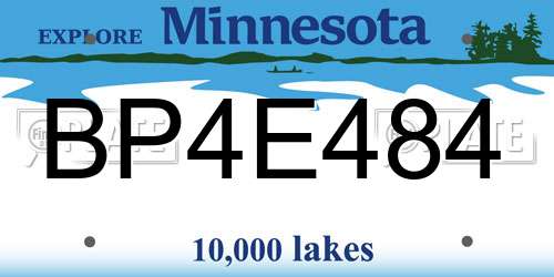 BP4E484 Minnesota License Plate