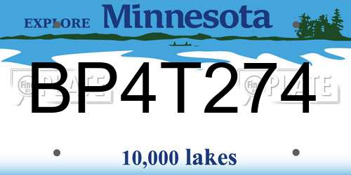 BP4T274 Minnesota License Plate