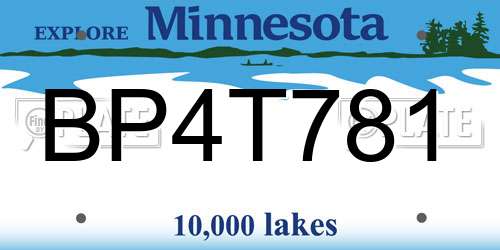 BP4T781 Minnesota License Plate