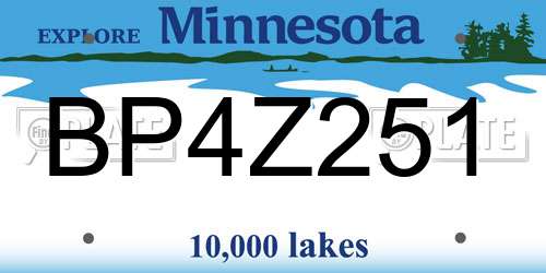 BP4Z251 Minnesota License Plate