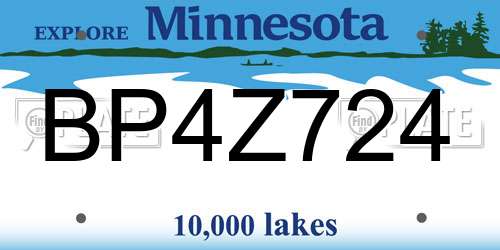 BP4Z724 Minnesota License Plate