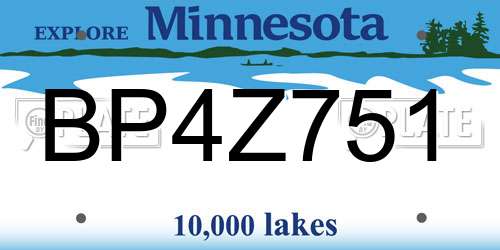 BP4Z751 Minnesota License Plate