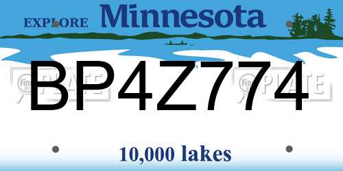 BP4Z774 Minnesota License Plate