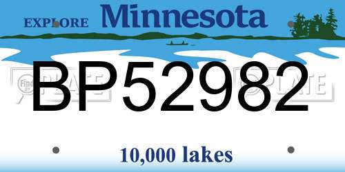 BP52982 Minnesota License Plate