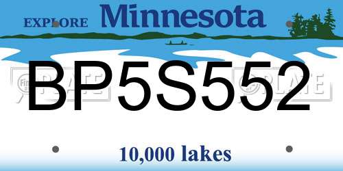 BP5S552 Minnesota License Plate