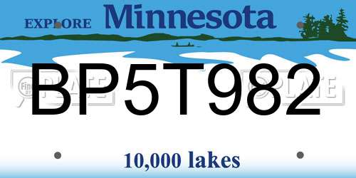BP5T982 Minnesota License Plate